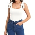 thumbnail image 1 of Xishao Body sin mangas con cuello cuadrado para mujer, con lazo en los hombros, overol para discoteca Xishao ropa, 1 of 2