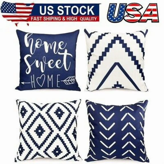 Decorative Throw Pillow Covers 18X18 Inch Blue Pillow Covers For Couch Sofa