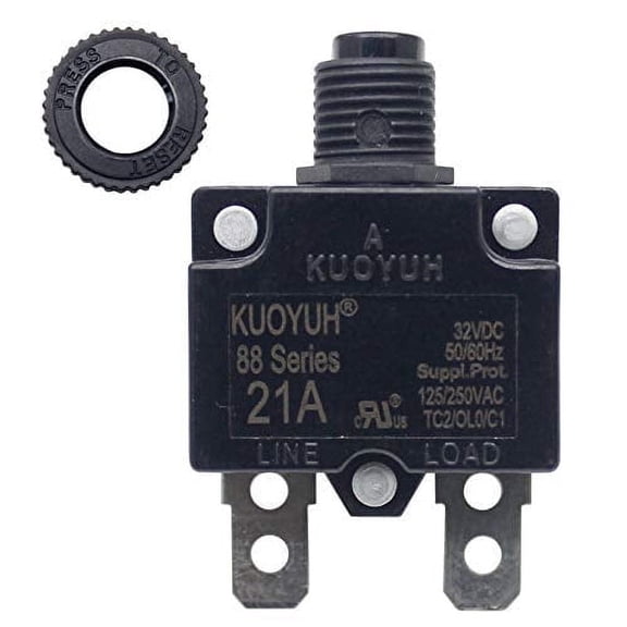 1pc KUOYUH 88 Series 125/250VAC 32VDC 50/60Hz Thermal Overload Circuit Breaker with Waterproof Dust Cap 3-30A (24A 1pc)