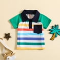 thumbnail image 2 of Gerichy Boys Graphic Tees Kids Toddler Shirt Striped Prints Short Sleeve Button Shacket Boys Girls Shirt Tops Outwear, 2 of 6