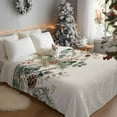 thumbnail image 3 of Christmas Winter Flannel Blanket for Bed,Travel and Camping, Pine Tree Berry Eucalyptus Retro Linen Super Soft Cozy Blanket for All Seasons 50"x60", 3 of 9