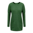 thumbnail image 3 of DYMADE Women's Long Sleeve Round Neck Stitching Ribbed Cuffs Patch Pockets Tunic Blouse Plus Size S-5XL, 3 of 4