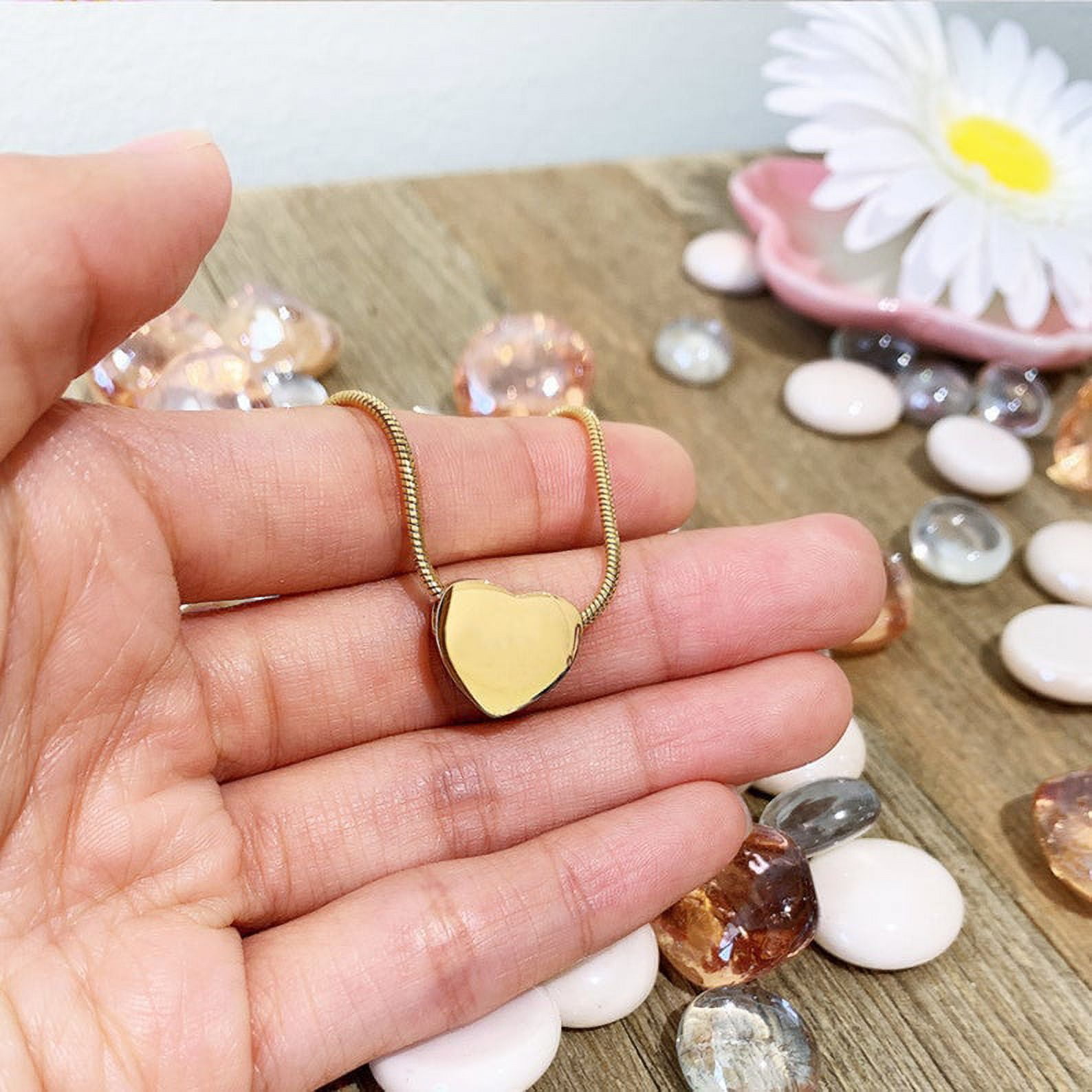 Gold Cremation Heart Necklace Memorial Jewelry for Women Ashes Holder Heart Necklace Memorial Keepsake Stainless Ashes Container with Filling Kit and Jewelry Box Gold No Engraving Walmart