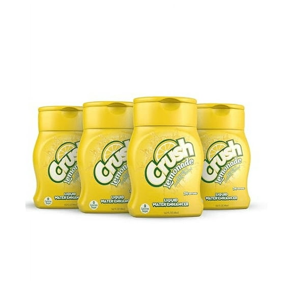 CRUSH Crush, Lemonade, Liquid Water Enhancer – New, Better Taste (4 Bottles, Makes 96 Flavored Water Drinks) 1.62 Fl Oz (Pack of 1)