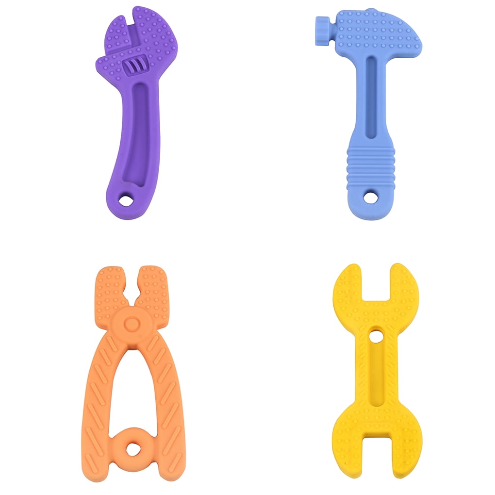 Set of 4 Baby Teething Toys Handheld Safe Flexible Cute Teether Infant ...