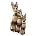 thumbnail image 3 of Balinese Wood Handicraft Striped Feline Cat Family Set of 3 Figurines 20"H, 3 of 10