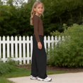 thumbnail image 6 of KVPLBQFD Girls 2 Piece Long Sleeve Fitted Basic Tees + Wide Leg Pant Outfits Kids Fall Fashion School Outfits Teens Y2k Sports Clothes 2026, 6 of 6