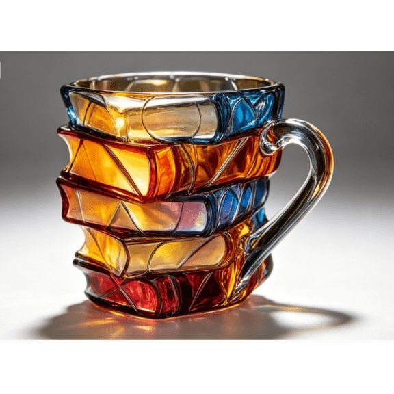 12oz Borosilicate Glass Stacked Book Shaped Coffee Mug, Dishwasher Safe Novelty Gift for Book Lovers