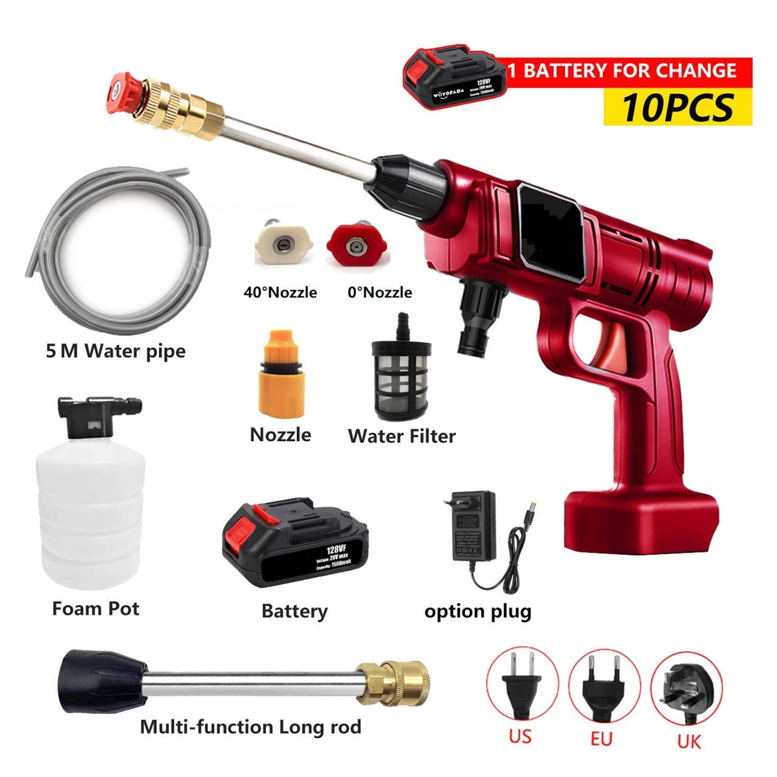 Cordless High Pressure Car Washer Spray Water Gun Portable Car Wash Pressure Cleaner Cleaning Machine For 18V Battery ,Effortless cleaning