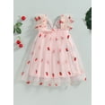 thumbnail image 4 of xiaxaixu Robe Ligne A pour Filles, Manches Volantes Col en V Imprimé Papillon Ananas Robe de Soirée Robe d'Été, 4 of 7
