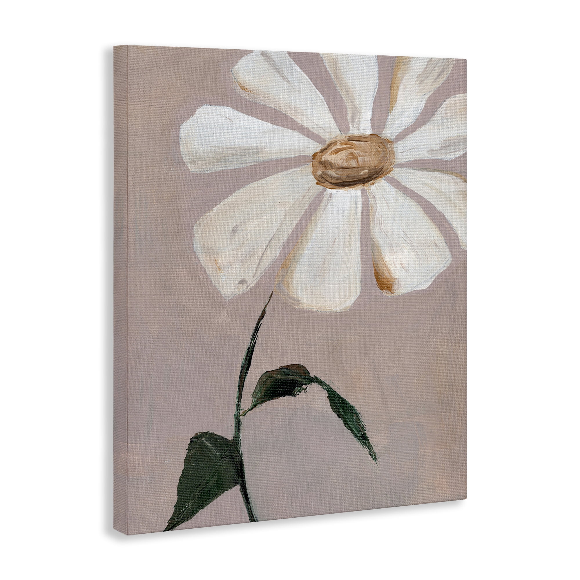 Stupell Industries Single Daisy Sprig Plants & Flowers Painting Wrapped Canvas Art Print Wall Art, 16 x 20