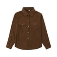thumbnail image 2 of CCRFTGI Boys Girls Long Sleeve Shirts Corduroy Button Down Lapel Casual Spring Fall Shirts for Child Trendy Cozy Size 7 Western Shacket with Pockets Brown 7-8 Years, 2 of 9