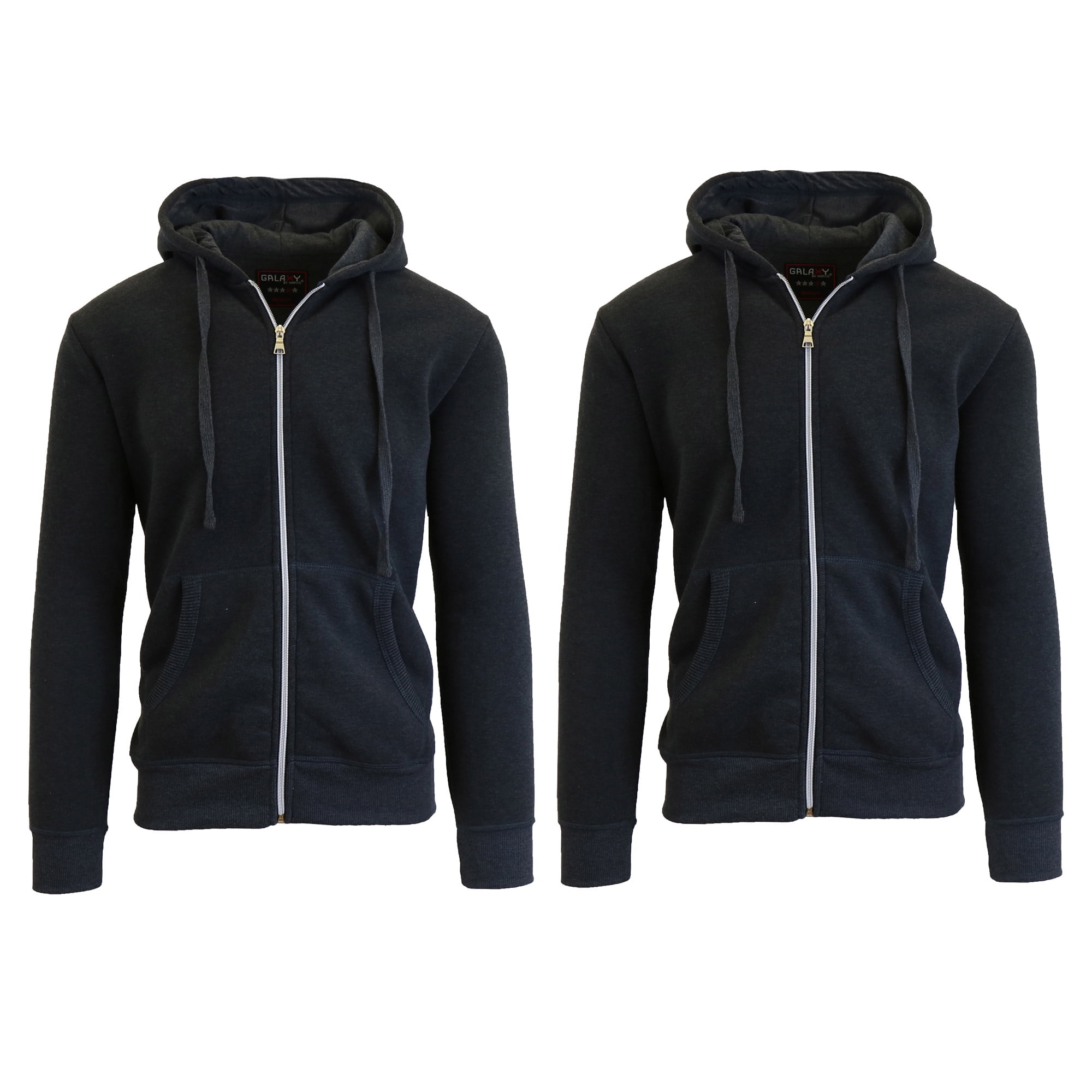 2 Pack Men's Fleece Zip-Up Hoodie 