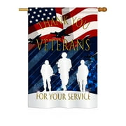Angeleno Heritage H137167-BO Thank You Veterans Americana Military Impressions Decorative Vertical 28" x 40" Double Sided House Flag