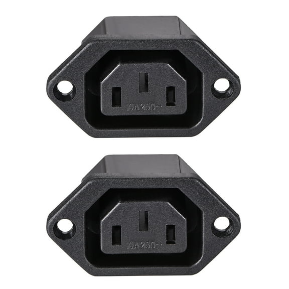 C13 Panel Mount Plug Adapter 250V AC 10A 3 Pins  IEC Inlet Module Plug Power Connector Socket Straight 2 pcs