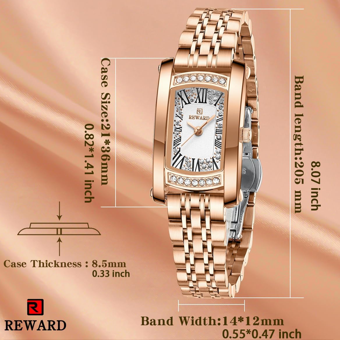 Watches Women with Date Silver Stainless Steel Luxury Ladies Watches with Small Writs Diamond for Women Waterproof Elegant Dress Quartz Analog Women's Wrist Watches Reloj de Mujer