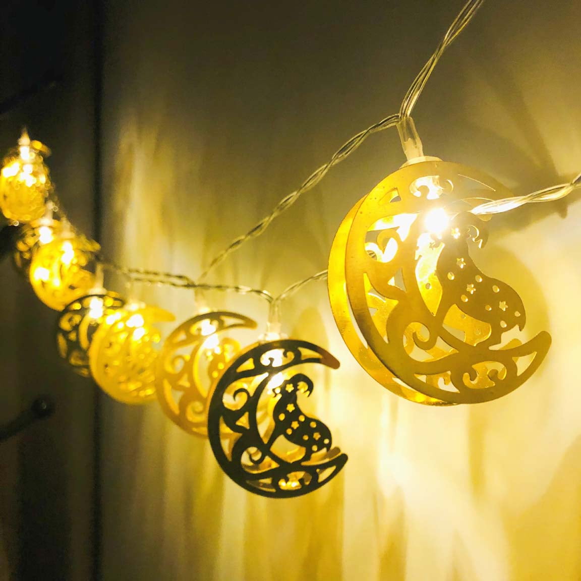 Ramadan Eid String Light Pcs Battery Operated Moon Star Lantern Lamp  Mubarak Moon String Lights Indoor Ramadan Decorations for Room Outdoor  Decor, Each 5.4 Feet 10 LEDs,A