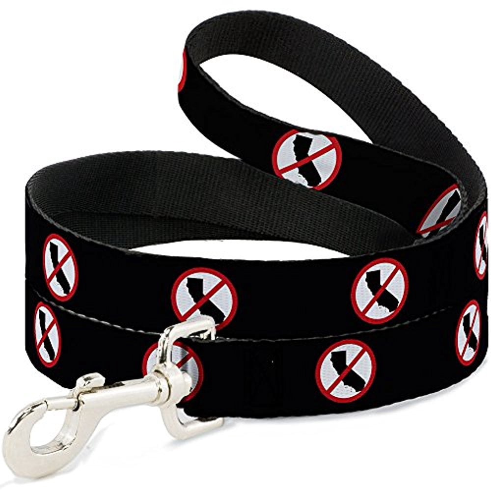 Buckle-Down Pet Leash, Dog Leash, Anti California Logo Black Red White, 6 Feet Long 1.0 Inch Wide