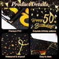 thumbnail image 4 of Elcoho 2 Pack Happy Birthday Tablecloths, 54" x 108" Black and Gold Table Cover, Disposable Plastic Rectangular Table Cloth Cover for Indoor Outdoor Birthday Party Supplies, 4 of 5