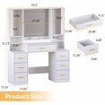 thumbnail image 2 of FANRAL Large Vanity Desk with LED Lighted Mirror & RGB Glass Cabinets,Built-in Charging Station & 7 Drawers,Modern Dressing Table for Bedroom Beauty Spaces,White Vanity, 2 of 7