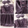 thumbnail image 4 of IDOPIP Toddler Girl Vintage Velvet Dress Wedding Christmas Party Dress Long Sleeve Fall Winter Clothes, 4 of 7