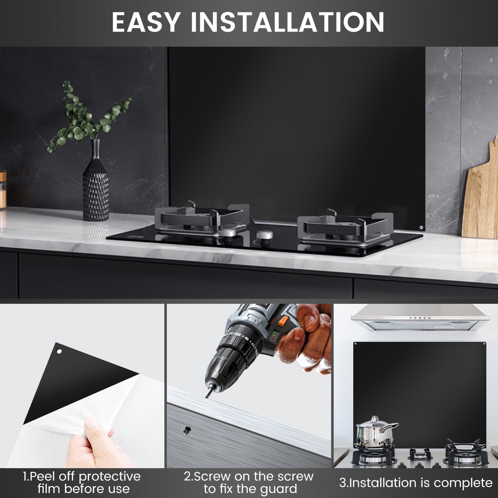 36” x 24” Stainless Steel Backsplash - Ultra Flat Metal BackSplash Panel with 4 Pre-Drilled Holes for Quick Install| Kitchen Backsplash Fits Stove Behind Kitchen Wall & Range Hoods
