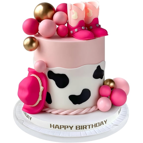 16PCS Cowgirl Cake Topper Cowgirl Hat and Boot Balls Cake Decorations Western Cowgirl Birthday Baby Shower Party Decorations