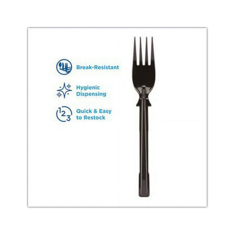 SmartStock Tri-Tower Dispensing System Cutlery, Forks, Mediumweight, Polypropylene, Black, 40/Pack, 24 Packs/Carton SmartStock Tri-Tower Dispensing System Cutlery, Forks, Mediumweight, Polypropylene, Black, 40/Pack, 24 Packs/Carton