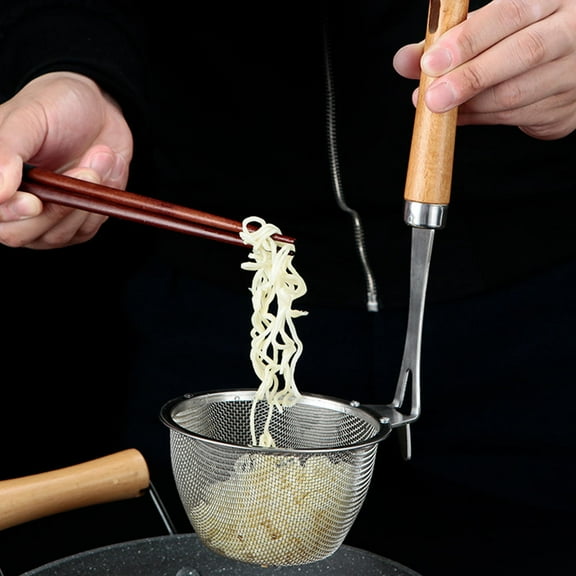 OFFIGAM Noodle Strainer Straining Basket For Frying Hot Pot And Stewing 1Pack Silver Stainless Steel