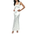 thumbnail image 3 of Coduop Women Sleeveless Square Neck Floral Print Party Dress Ruffle Slim Fit Cocktail Bodycon Dress, 3 of 6