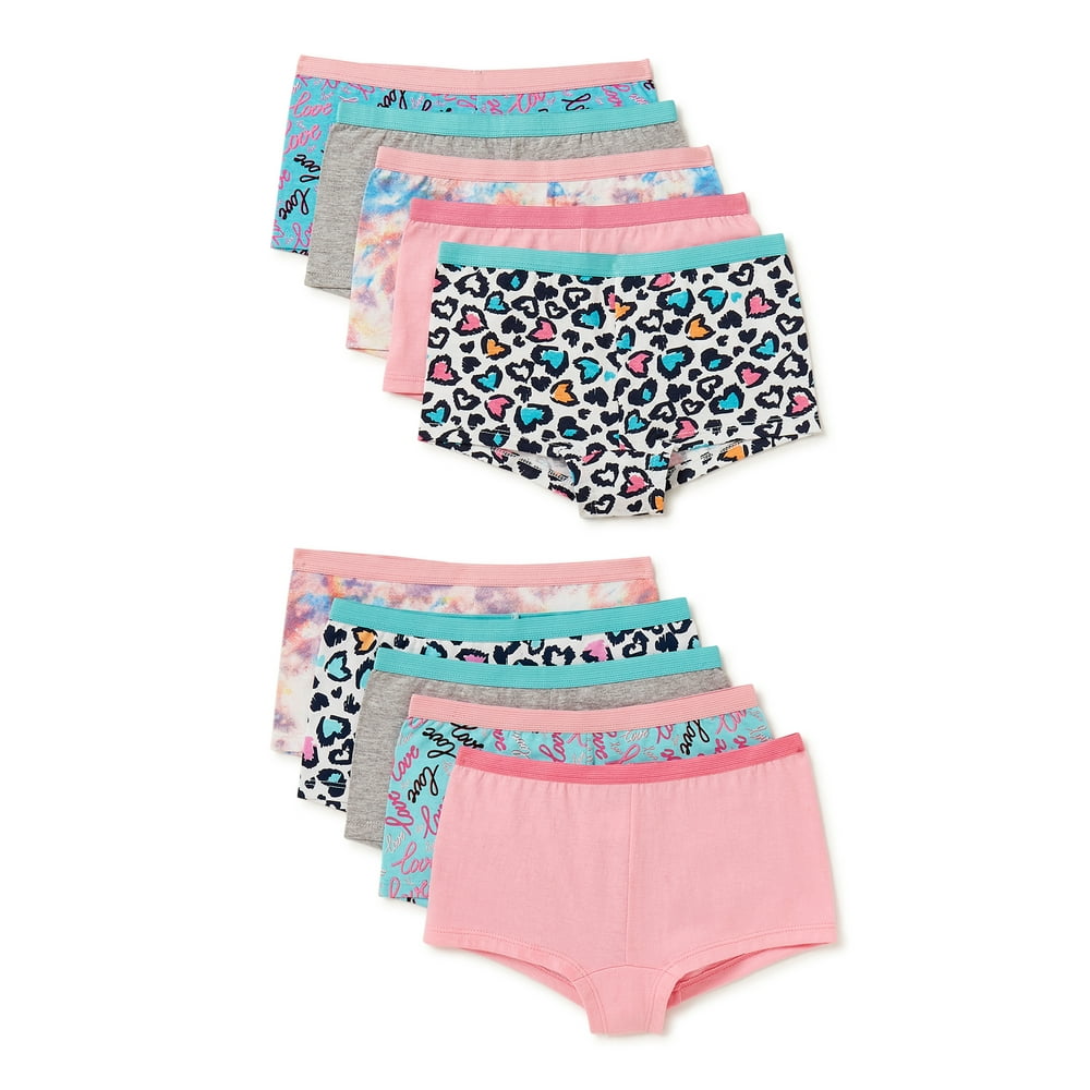 Pink Label - Pink Label Girls Boyshort Underwear, 10-Pack, Sizes 4-14 ...