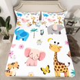 thumbnail image 2 of Feelyou Cute Giraffe Elephant Full Size Sheets, Jungle Animal Theme Bed Sheets, 4pcs, 2 of 7