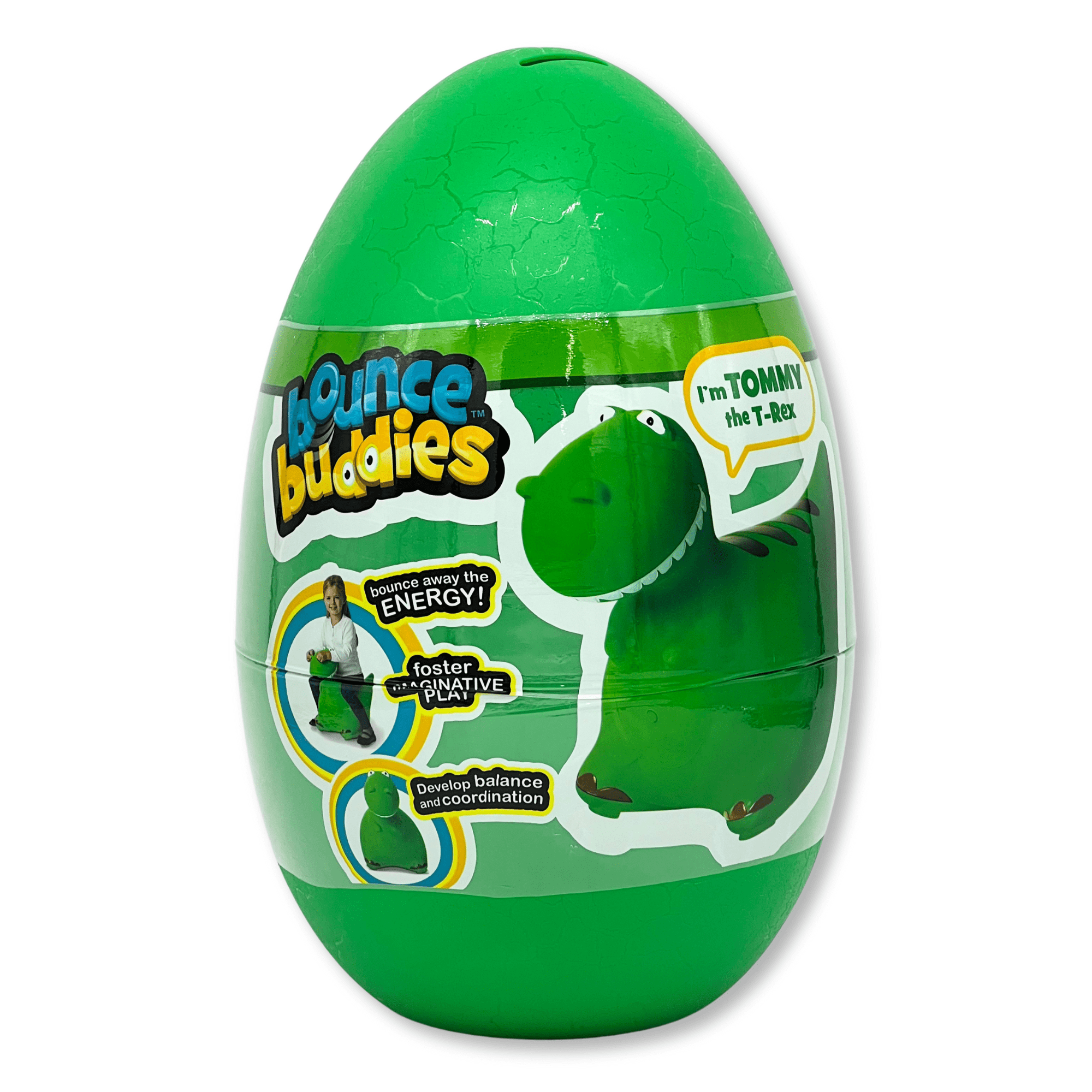 Bounce Buddies Dino Ride-on Inflatable Bouncer, T-Rex, Indoor & Outdoor Play, for Children Ages 3-4