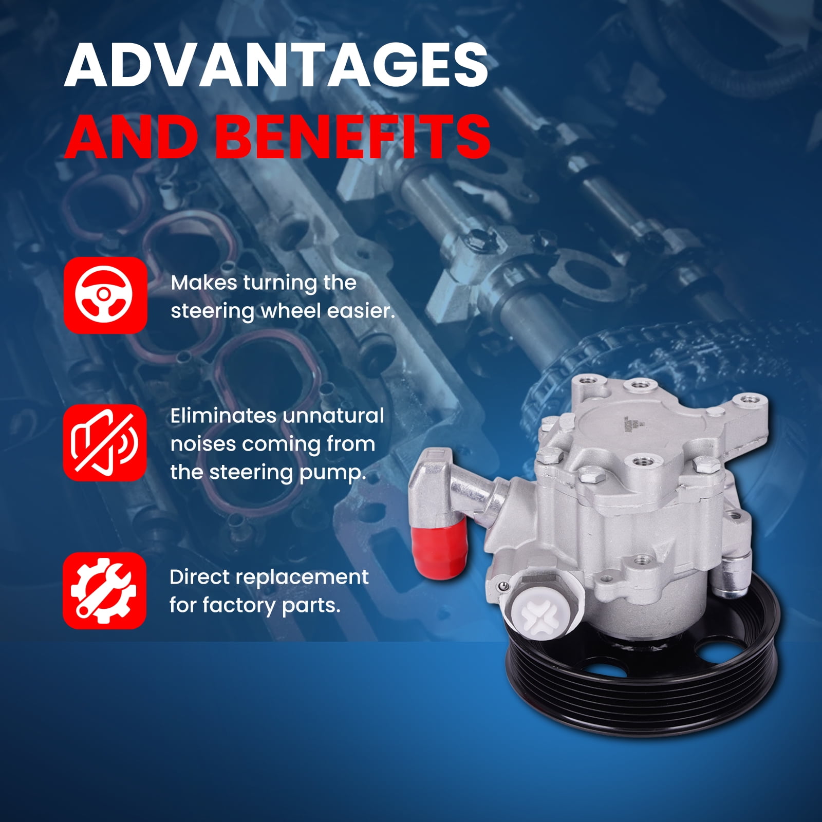 MOCA AUTOPARTS Power Steering Pump Fit for 2009-2012 Mercedes-Benz GL450 4.7L & 2009-2011 Mercedes-Benz ML550 5.5L