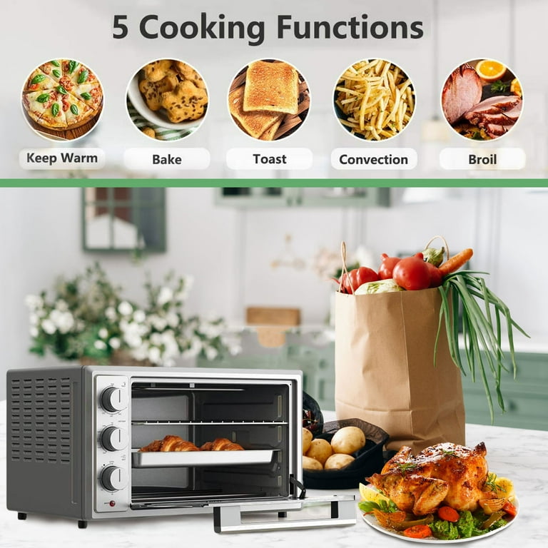  APEXCHASER Air Fryer Toaster Oven Combo, 32QT/30L Large  Countertop Convection Toaster Oven, 18-in-1 Functions, Fits 13 Pizza,  9-Slice Toast and 13 Lbs Chicken, Basket, Tray(4 Accessories) Included:  Home & Kitchen