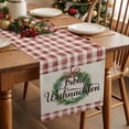 thumbnail image 3 of Table Runner Dresser Scarves 60 Inch Long,Frohe Weihnachten Words on Linen Linen Dining Table Runners, 3 of 9