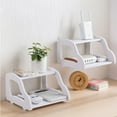 thumbnail image 2 of Monyance modem holder Wall Mount Router Shelf Creative Punch Free 2-Tier Set Box Storage Rack Modem Holder (White)(8.86X8.46X5.71Inches), 2 of 10
