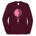 thumbnail image 2 of Wild Bobby, Faith Pink Ribbon Sunflower, Breast Cancer Awareness, Men Long Sleeve Shirt, Maroon, 3X-Large, 2 of 5