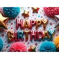 thumbnail image 4 of LUUFILx Happy Birthday Party Decorations Balloons Banners Colorful Pom Poms Backdrop Celebration Supplies Festive Background Photography Props Party Decor, 4 of 8