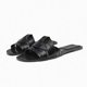 thumbnail image 1 of Sandalias de mujer de una sola línea con punta abierta y tacón plano de talla grande para interior y exterior, sandalias de moda de color liso con tiras cruzadas, 1 of 6