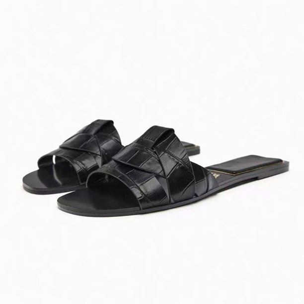 Sandalias de mujer de una sola línea con punta abierta y tacón plano de talla grande para interior y exterior, sandalias de moda de color liso con tiras cruzadas