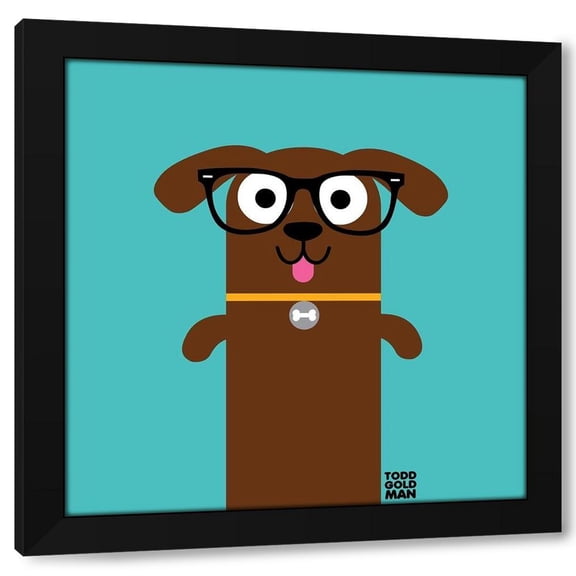 Todd Art 20x20 Black Modern Wood Framed Wall Art Titled - Bow Wow Dachshund