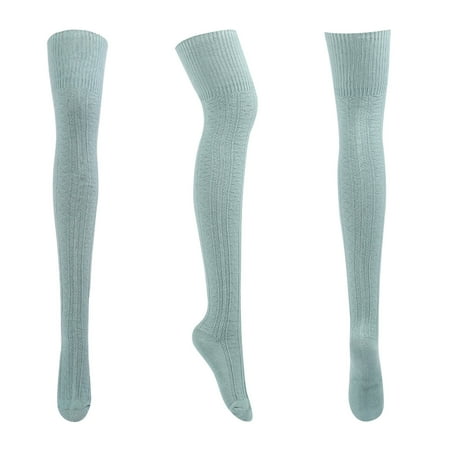 

EQWLJWE Autumn Winter Women Striped Solid Color Cotton Knit Over-the-knee Stockings Socks Holiday Clearance