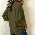 thumbnail image 5 of Womens Summer Casual Imitation Cotton And Linen Tunic Blouse 3/4 Sleeve V Neck Peasant Shirts Beach Vacation Tees | CSEONE,Army Green L, 5 of 5