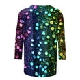thumbnail image 4 of Cavosen Carnival Day Womens Blouses Three Quarter Length Sleeves Festival Mardi Gras Round Neck Shirts Gradient Glitter Graphic Print Blouse Holiday Trendy Tops Workout Tees Blue XL, 4 of 5