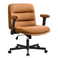 thumbnail image 4 of Falvinoryn 25.6" Wide Seat Office Chair, High Back Ergonomic Task Chair with Padded Adjustable Armrests and Double Cushion, Swivel Home Office Desk Chair for Office, Bedroom (Brown), 4 of 10