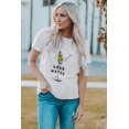 thumbnail image 4 of POGLIP Women's White Save Water Martini Glass Graphic Print Distressed Tee, 4 of 6
