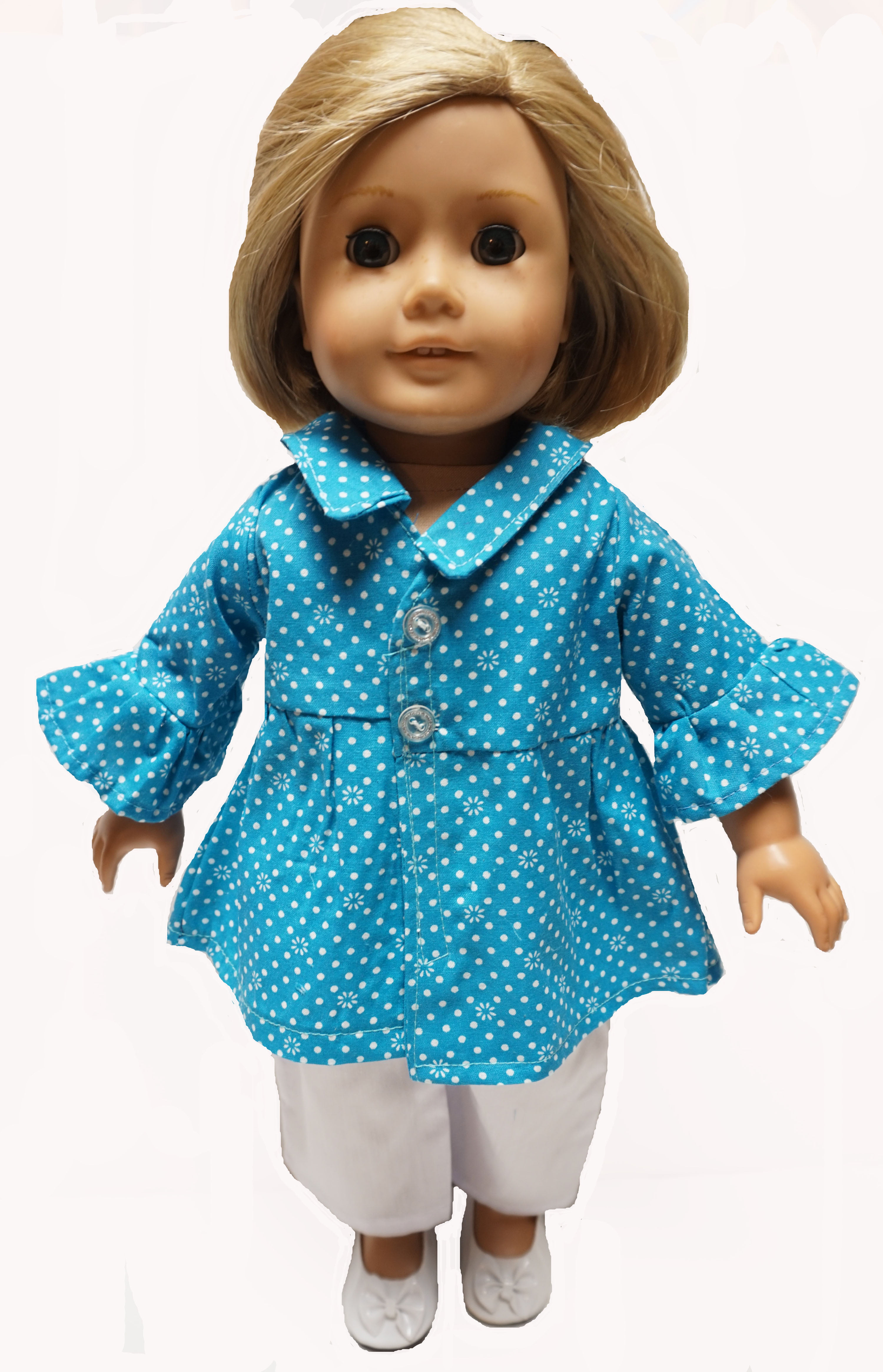 Doll Clothes I8 Inch American Girl Dolls Our Generation Cotton Ruffle Sleeve Top