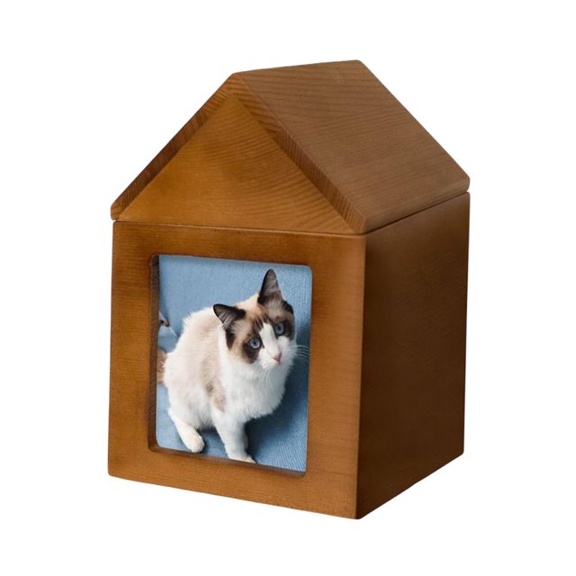 Urnas para cenizas de mascotas Marco de fotos de recuerdo de de madera Durable Memorial Conmemorar Funeral Elegante Pequeña casa