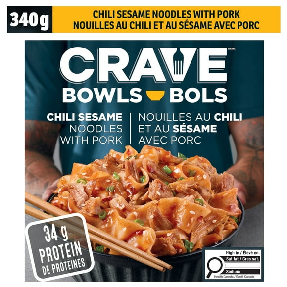 Bol De Nouilles Au Porc Chili Sésame, Boîte CRAVE Nouilles au chili, sésame et porc